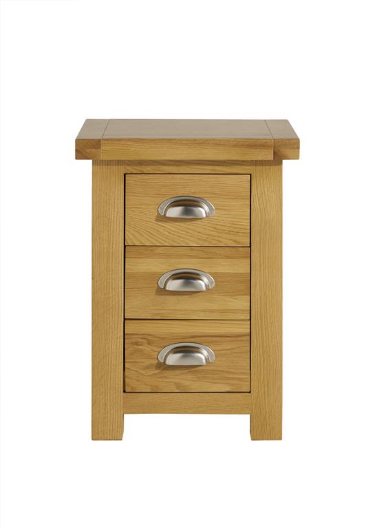 Woburn Solid Oak Small 3 Drawer Bedside - Birlea