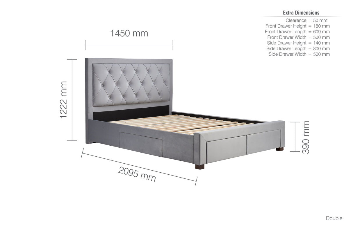 Woodbury Bed with Storage Drawers - Birlea