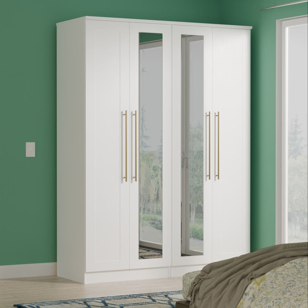 Haworth Tall 4 Door Mirrored Wardrobe