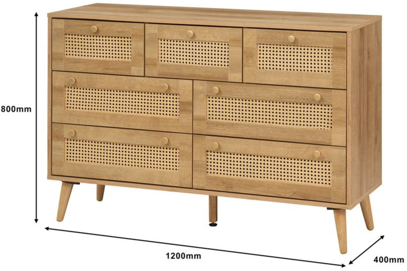 Manila Rattan 7 Drawer Chest 3 Piece Bedroom Set