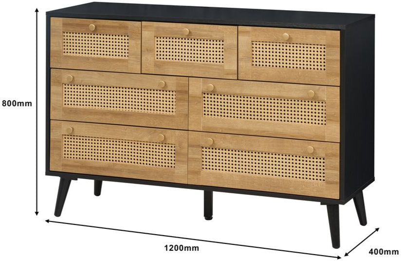 Manila Rattan 7 Drawer Chest 3 Piece Bedroom Set