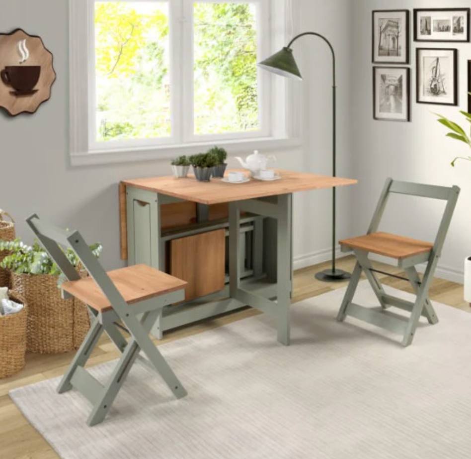 Space Saving Dining Set - Sage Green