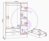 Nevada 3 Door 2 Drawer Mirrored Wardrobe