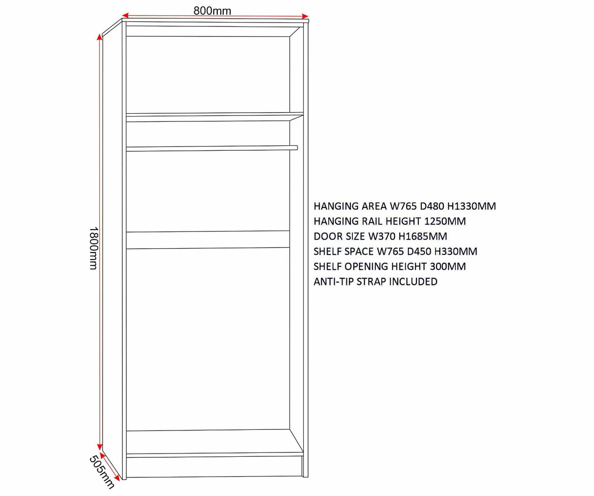 Malvern 2 Door Double Wardrobe