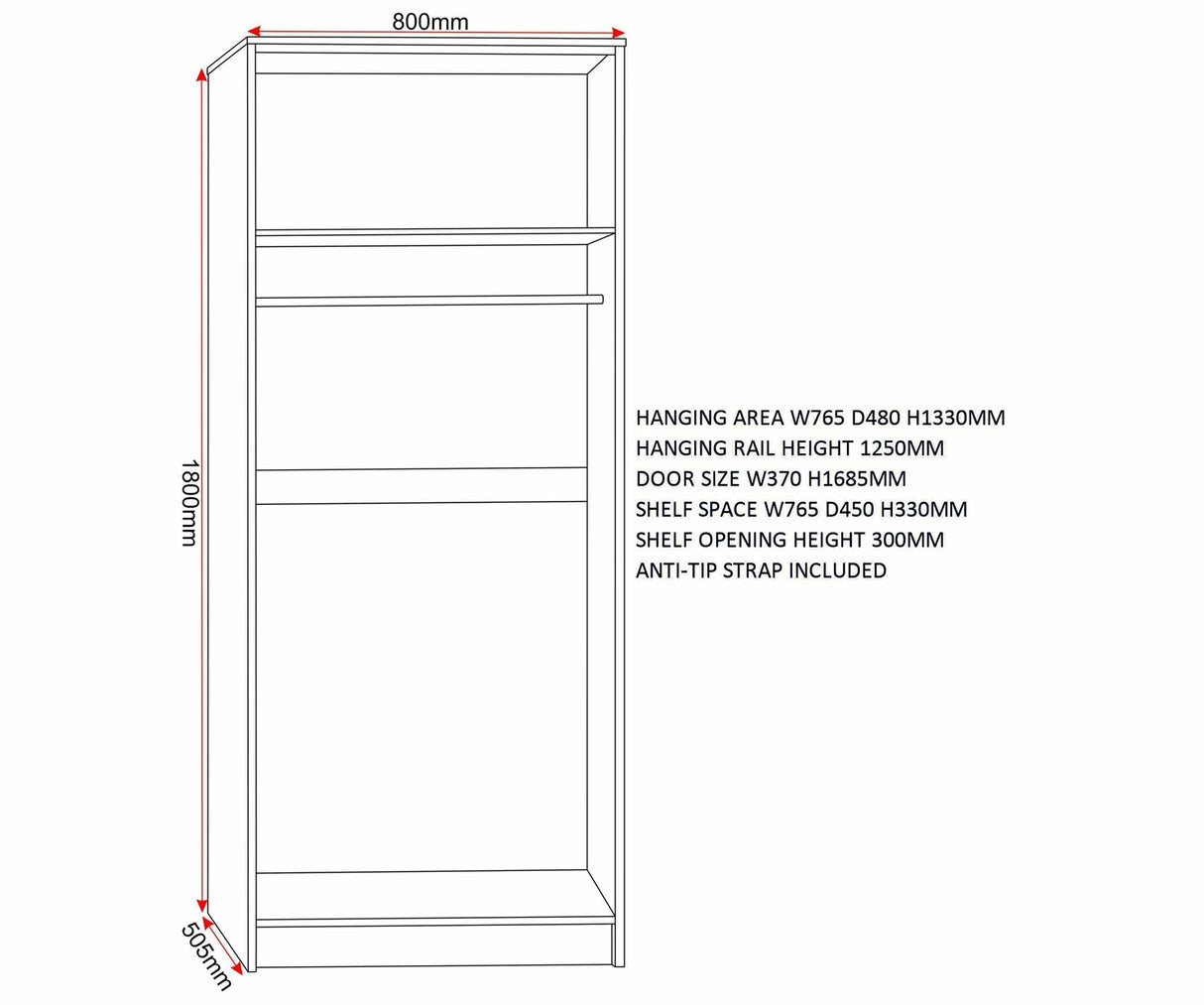 Malvern 2 Door Double Wardrobe