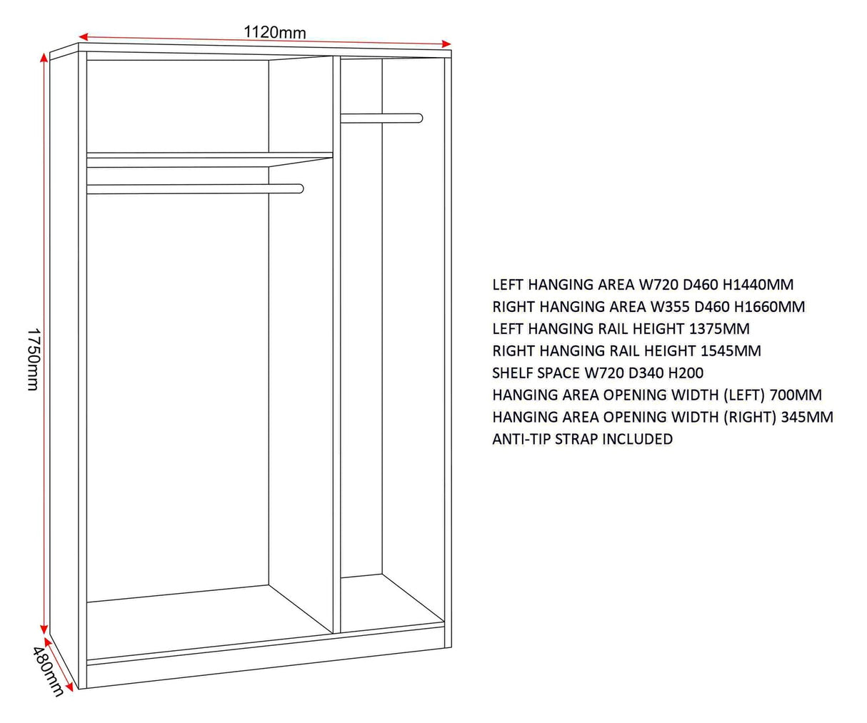 Denver 3 Door Triple Wardrobe