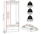Denver 2 Door 1 Drawer Mirrored Wardrobe