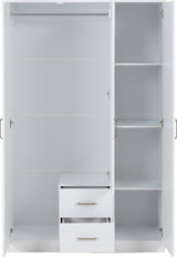 Dakota 3 Door 2 Drawer Mirrored Triple Wardrobe