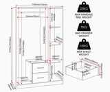 Dakota 3 Door 2 Drawer Mirrored Triple Wardrobe