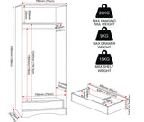Tessa 2 Door 1 Drawer Double Wardrobe