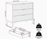 Miami Ridged 3 Drawer Fluted Chest of Drawers