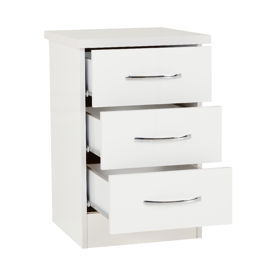 Nevada 3 Drawer Bedside Cabinet