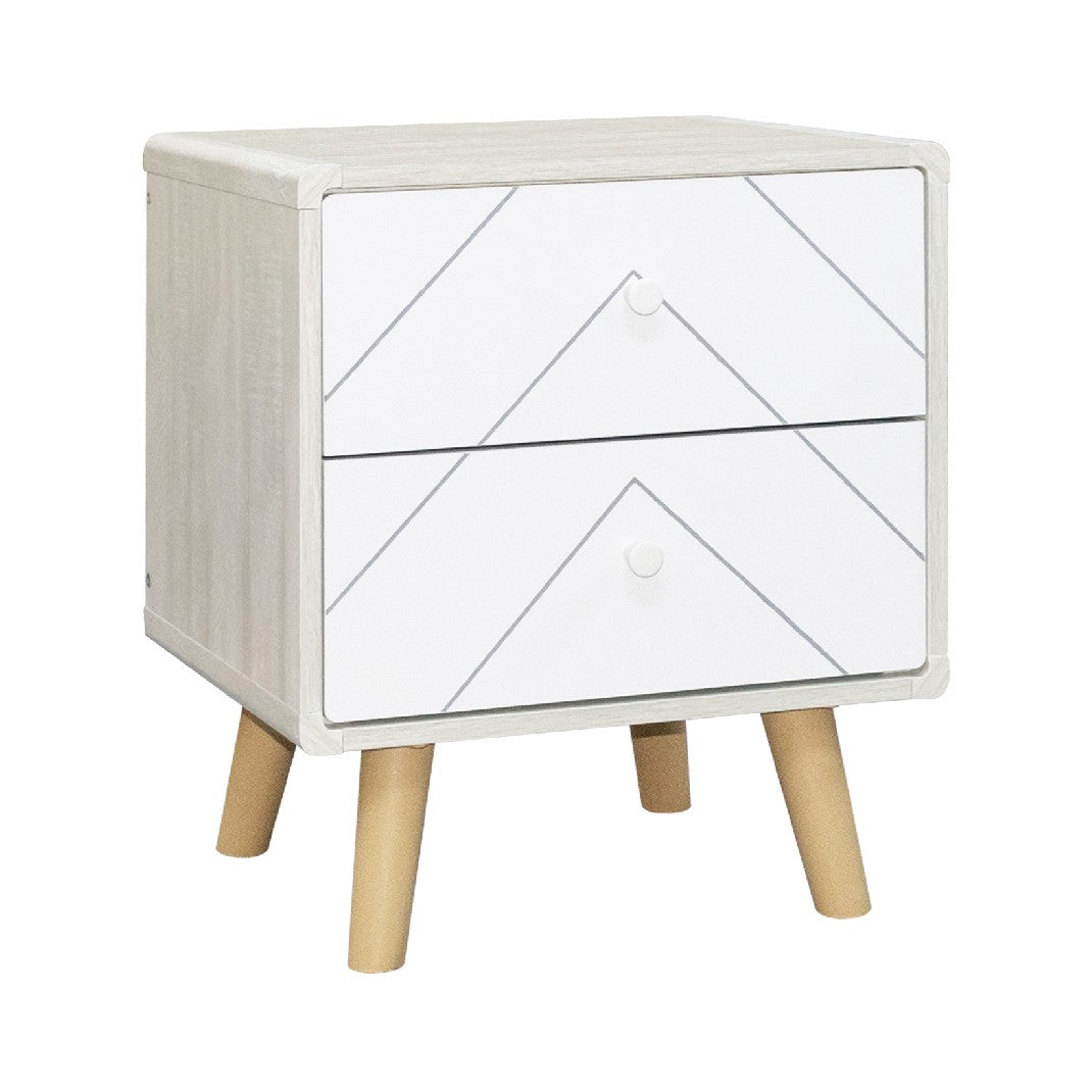 Dixie Dusty Grey and White 2 Drawer Bedside