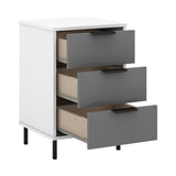 Madrid Grey and White Gloss 3 Drawer Bedside