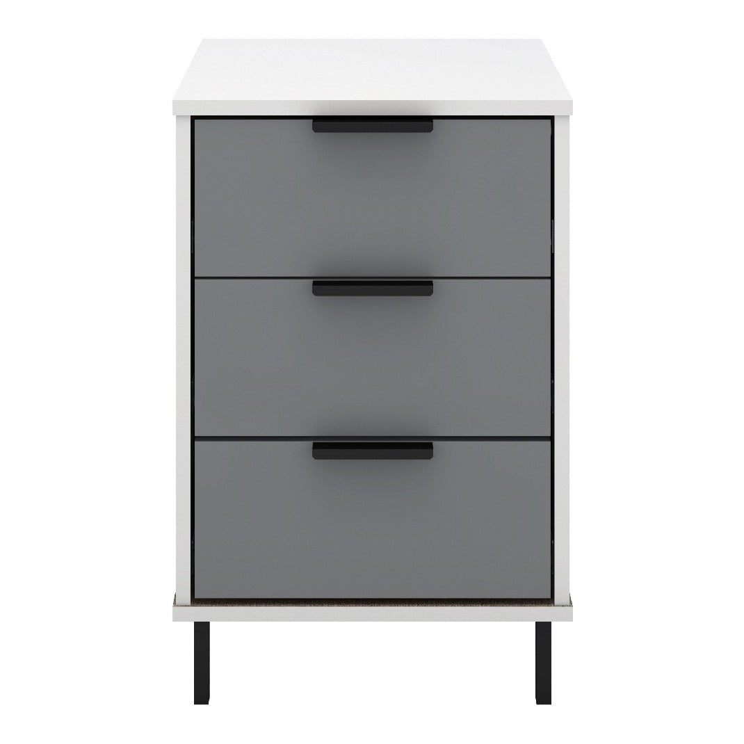 Madrid Grey and White Gloss 3 Drawer Bedside