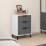 Madrid Grey and White Gloss 3 Drawer Bedside