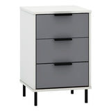 Madrid Grey and White Gloss 3 Drawer Bedside