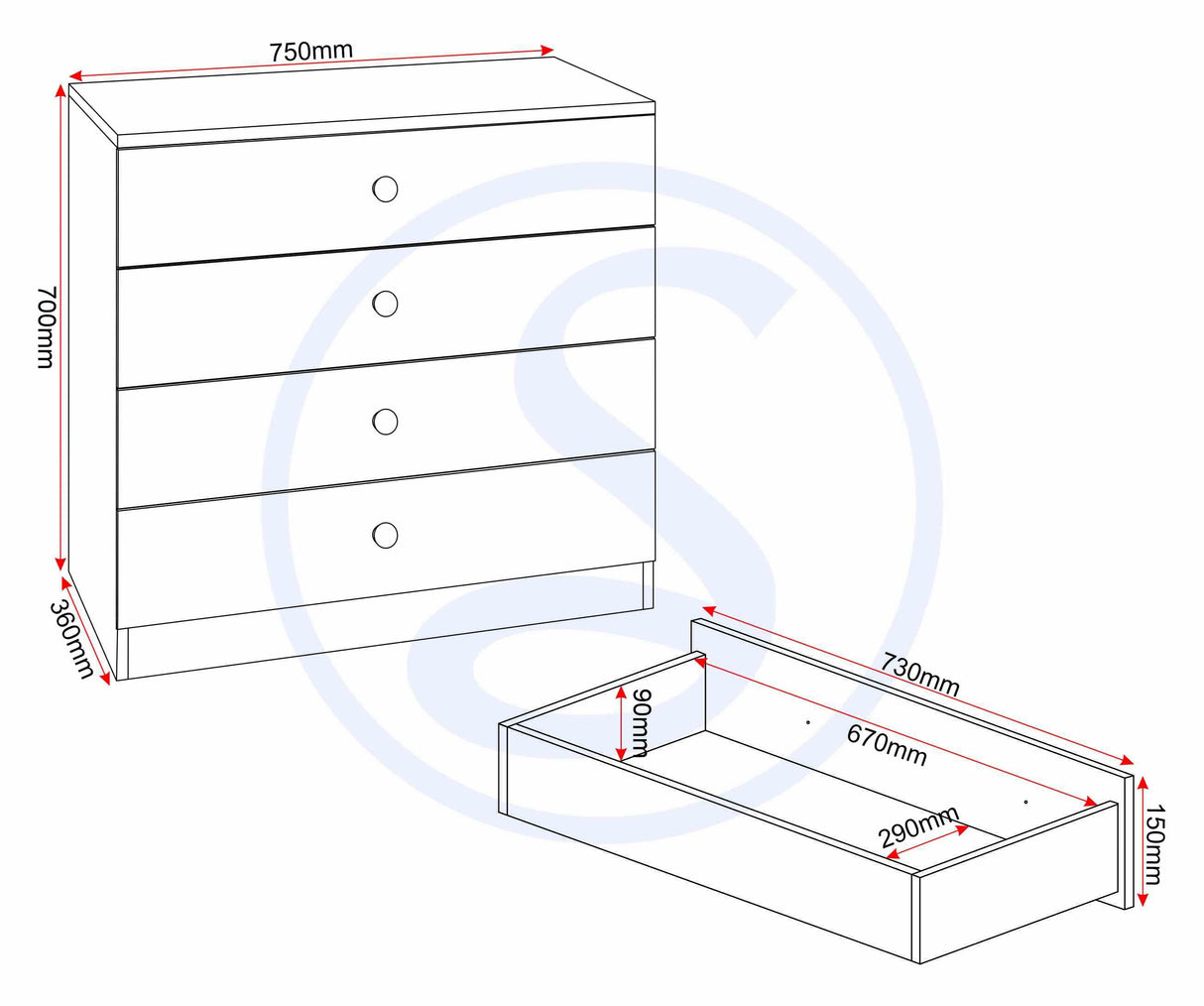 Denver 2 Door Double Wardrobe 3 Piece Bedroom Set