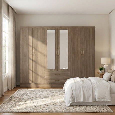 Nevada 6 Door 2 Drawer Mirrored Wardrobe