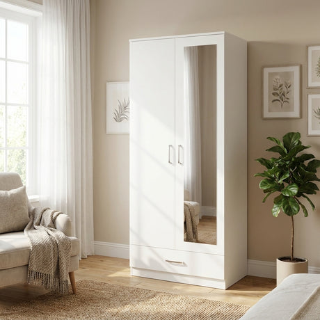 Dakota 2 Door 1 Drawer Double Mirrored Wardrobe