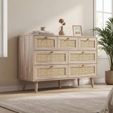 Willow oak rattan 7 drawer chest of drawers