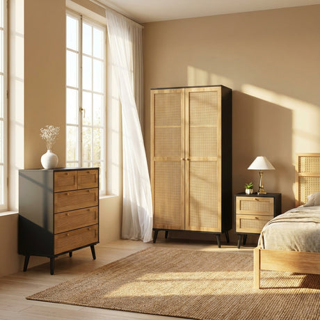 Manila Rattan 2 Door Wardrobe 3 Piece Bedroom Set