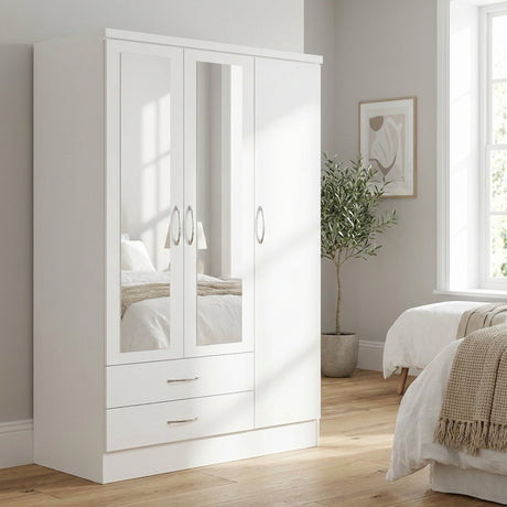 Nevada 3 Door 2 Drawer Mirrored Wardrobe