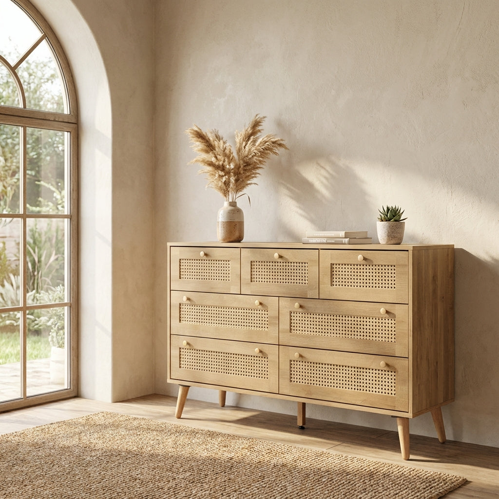 Manila Rattan 7 Drawer Chest of Drawers