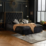 Chelsea Black Fabric Bed Frame with Gold Trim