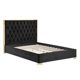 Chelsea Black Fabric Bed Frame with Gold Trim