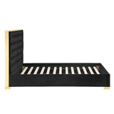 Chelsea Black Fabric Bed Frame with Gold Trim