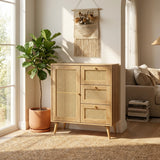 Manila Rattan Compact 1 Door 3 Drawer Small Sideboard