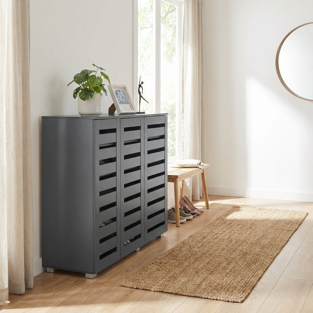 Euston Modern 3 Door Shoe Storage Cabinet