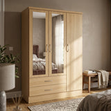 Nevada 3 Door 2 Drawer Mirrored Wardrobe