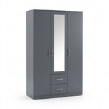 Dakota 3 Door 2 Drawer Mirrored Triple Wardrobe