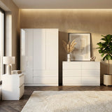 Soho 3 Door Wardrobe, 6 Drawer Chest & Bedside Table Bedroom Set