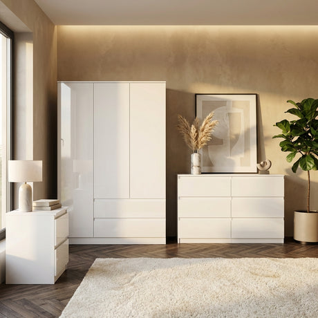 Soho 3 Door Wardrobe, 6 Drawer Chest & Bedside Table Bedroom Set