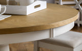 Davenport White Round Oak Veneer Pedestal Dining Table