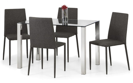 Jazz Pair of Slate Grey Fabric Dining Chairs