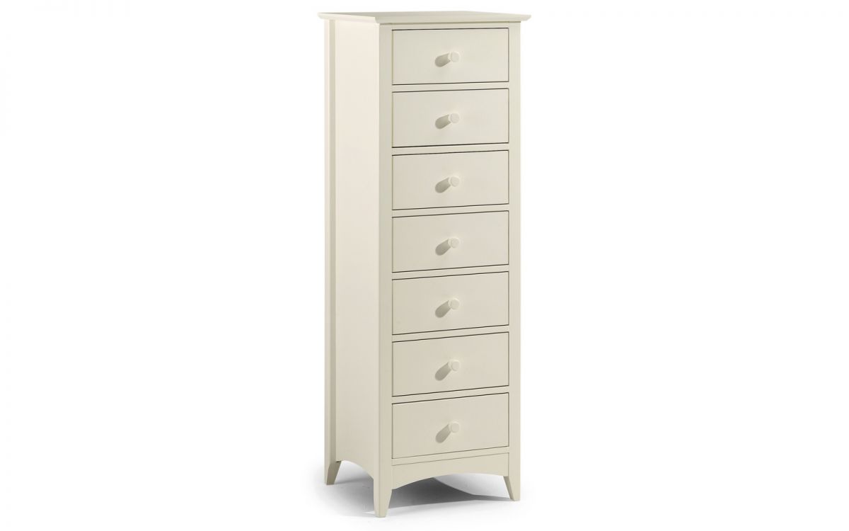 Cameo Stone White 7 Drawer Narrow Chest