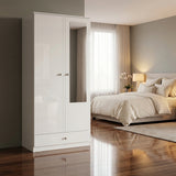 Denver 2 Door 1 Drawer Mirrored Wardrobe