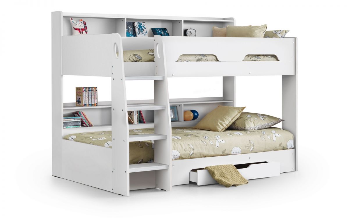 Orion Single White Bunk Bed With Storage