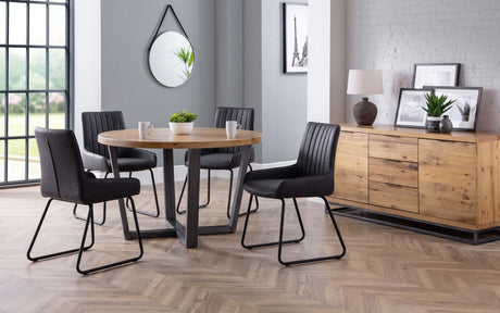 Brooklyn Solid Oak Top Round Dining Table with Metal Legs