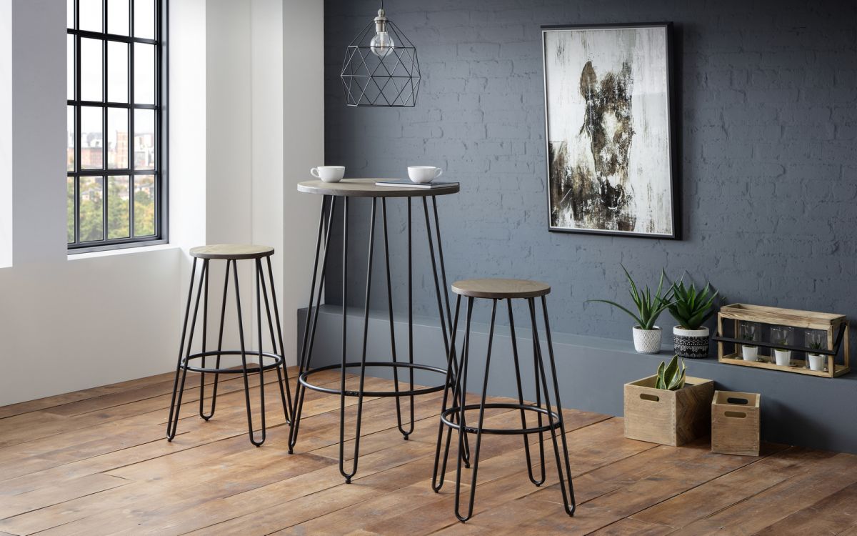 Dalston Industrial Bar Set with 2 Stools