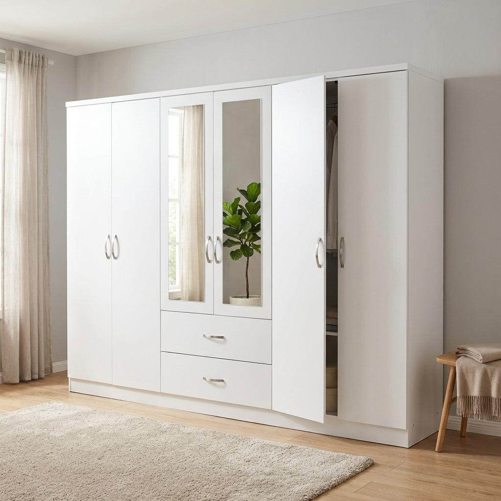 Paddington 6 Door 2 Drawer Mirrored Wardrobe