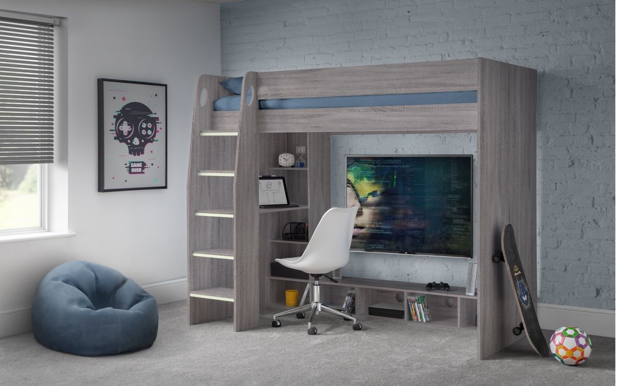 Nebula High Sleeper Gaming Bed Frame with Desk