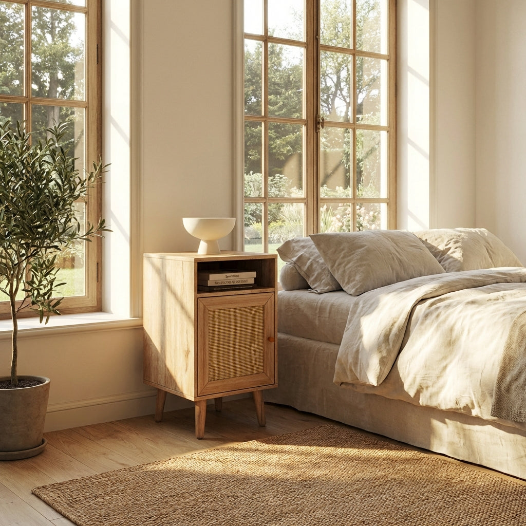 Willow Rattan 1 Door Bedside Table