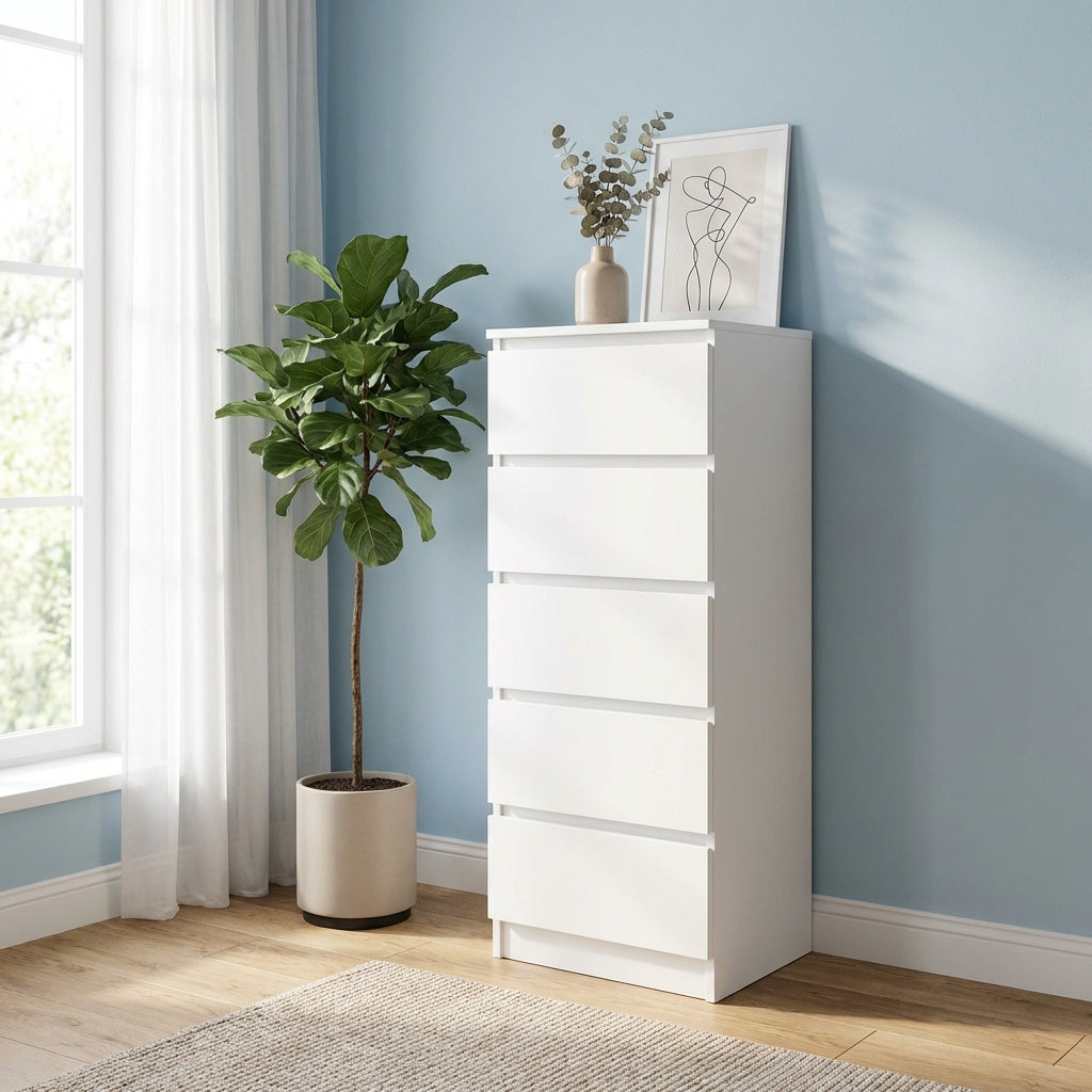 Malvern 5 Drawer Narrow Tallboy Chest of Drawers