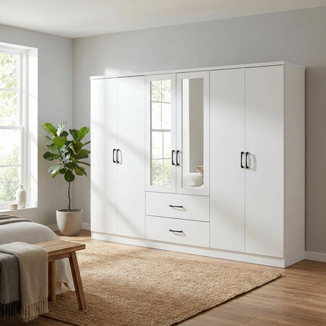 Paddington 6 Door 2 Drawer Mirrored Wardrobe