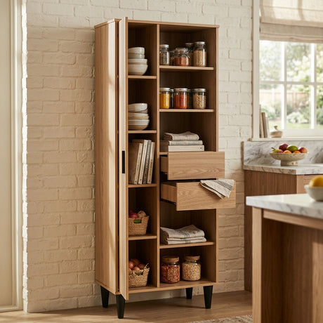 Tessa 1 Door 2 Drawer Bookcase Storage Cupboard